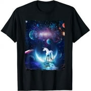 Universe Space Random Galaxy Graphics Unicorn in the Moon T-Shirt