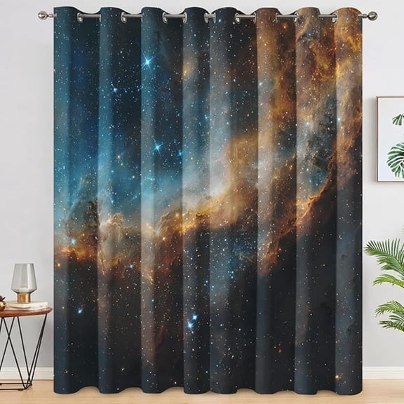 Universe Starry Sky Curtains for Living Room, Thermal Insulated Space Nebula Blackout Curtains, Grommet Drapes Window, Fantasy Galaxy Bedroom Decor 26"W x 54"L (Pack of 2)