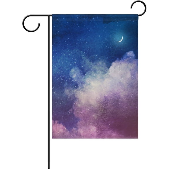 Universe Stars Moon Galaxy Decorative Double Sided House Flag 28 x 40 inch