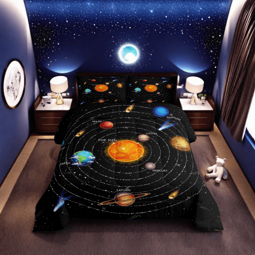 Universe Themed Decor Comforter Set Outer Space Bedding Set Twin Size ...