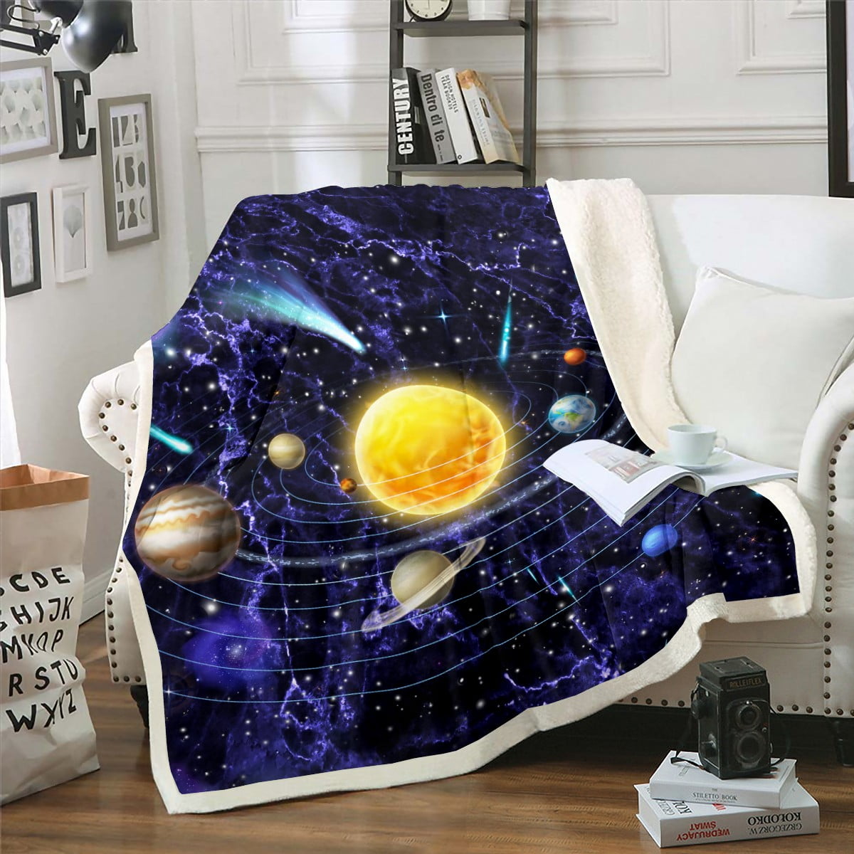 Universe Themed Throw Blanket Outer Space Blanket Solar System Fleece ...