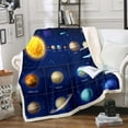 thumbnail image 1 of Universe Themed Throw Blanket Space Blanket Outer Space Fleece Blanket Blue Galaxy Planet Print Fuzzy Blanket Solar System Universe Room Decor Sherpa Blanket for Teens 90鈥渪90", 1 of 6