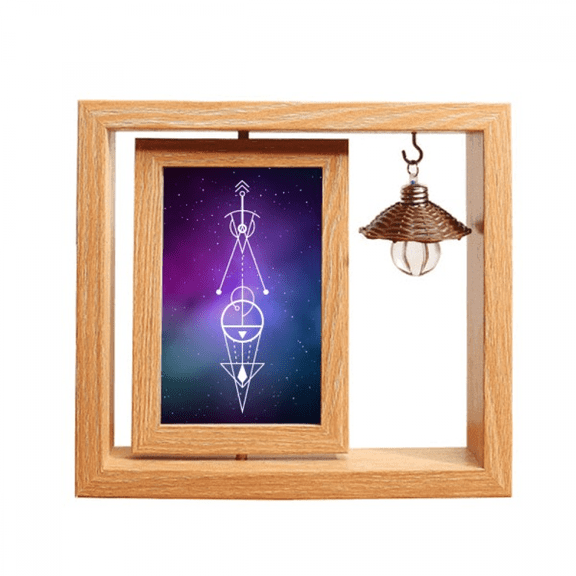Universe Totem Geometry Alien Triangle Wooden Rotating Picture Photo Frame 4x6