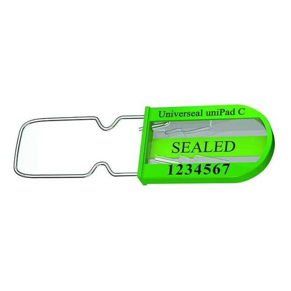 Universeal Padlock Seal 3-1/4" x 3/64", Plastic, Green, Pk50 UPAD-C GREEN50