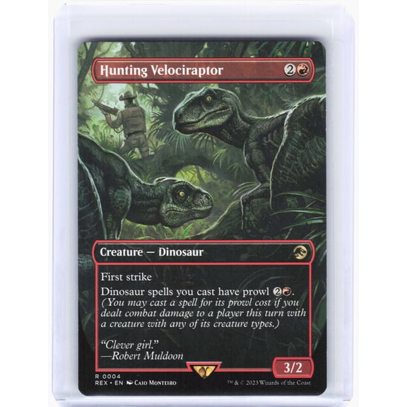 2023 Universes Beyond Jurassic World Collection Hunting Velociraptor Borderless Non-Foil Rare #4 Trading Card