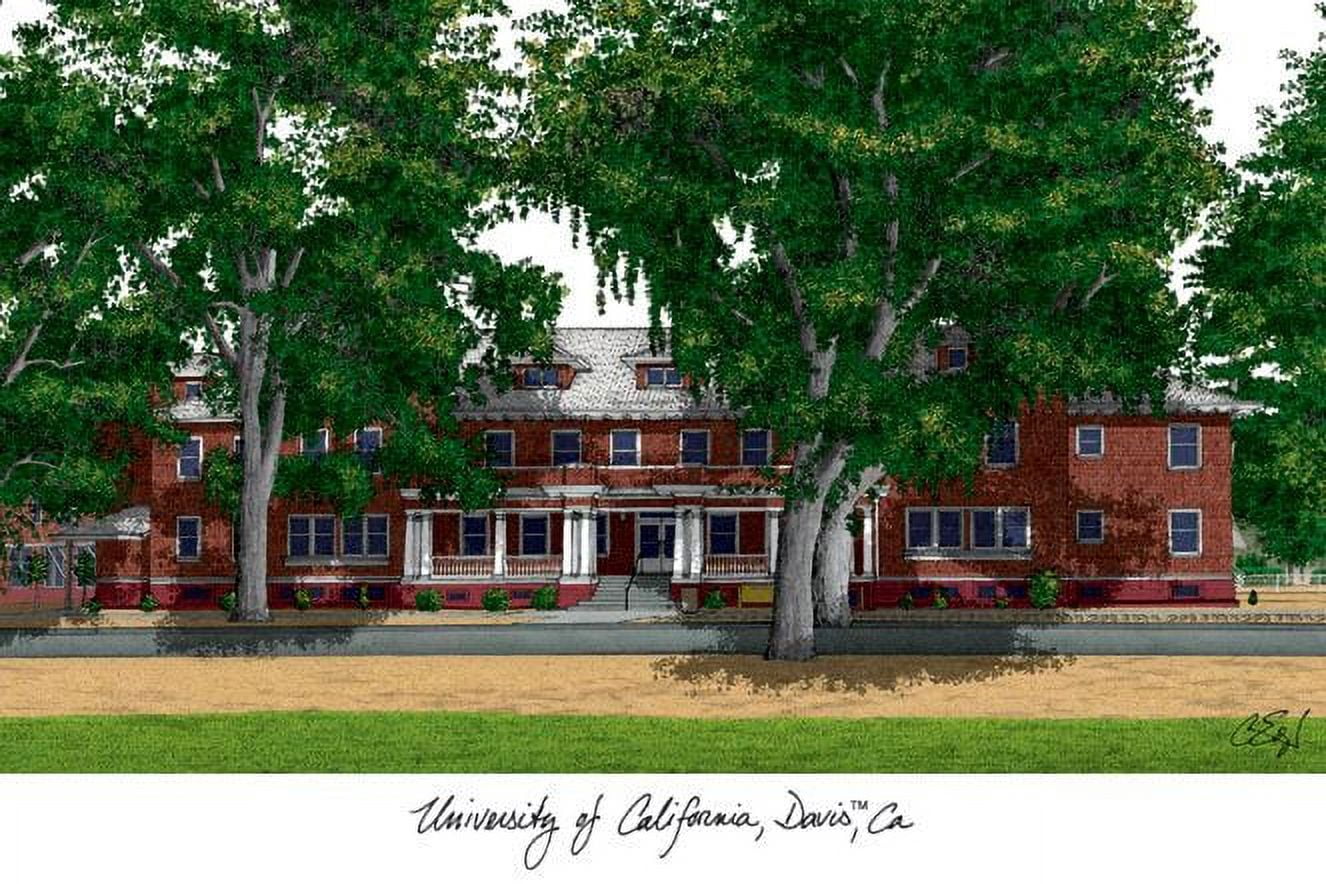 University of California, Davis 11w x 8.5h Manhattan Black Single Mat Gold Embossed Diploma Frame with Bonus Campus Images Lithograph (value savings at $59)
