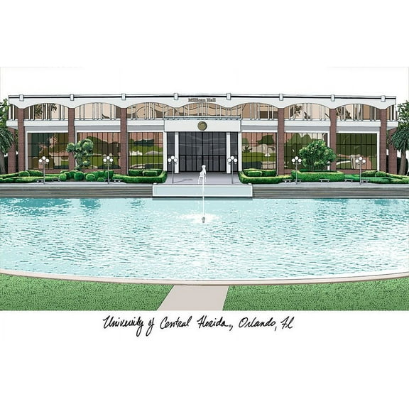 University of Central Florida 11w x 8.5h Manhattan Black Single Mat Gold Embossed Diploma Frame with Bonus Campus Images Lithograph (value savings at $59)