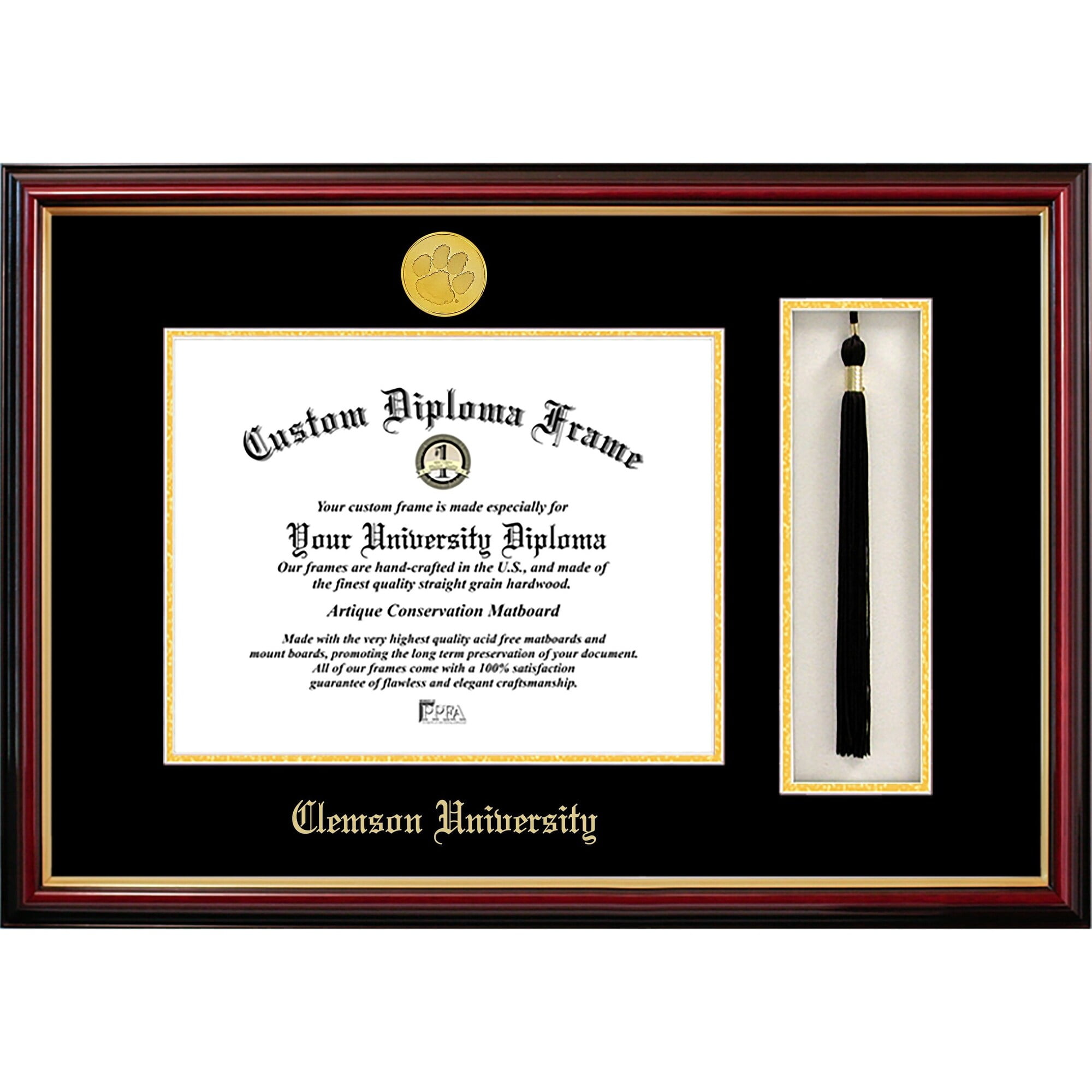 University Frames Clemson University 11w x 8.5h Tassel Box and Diploma Frame