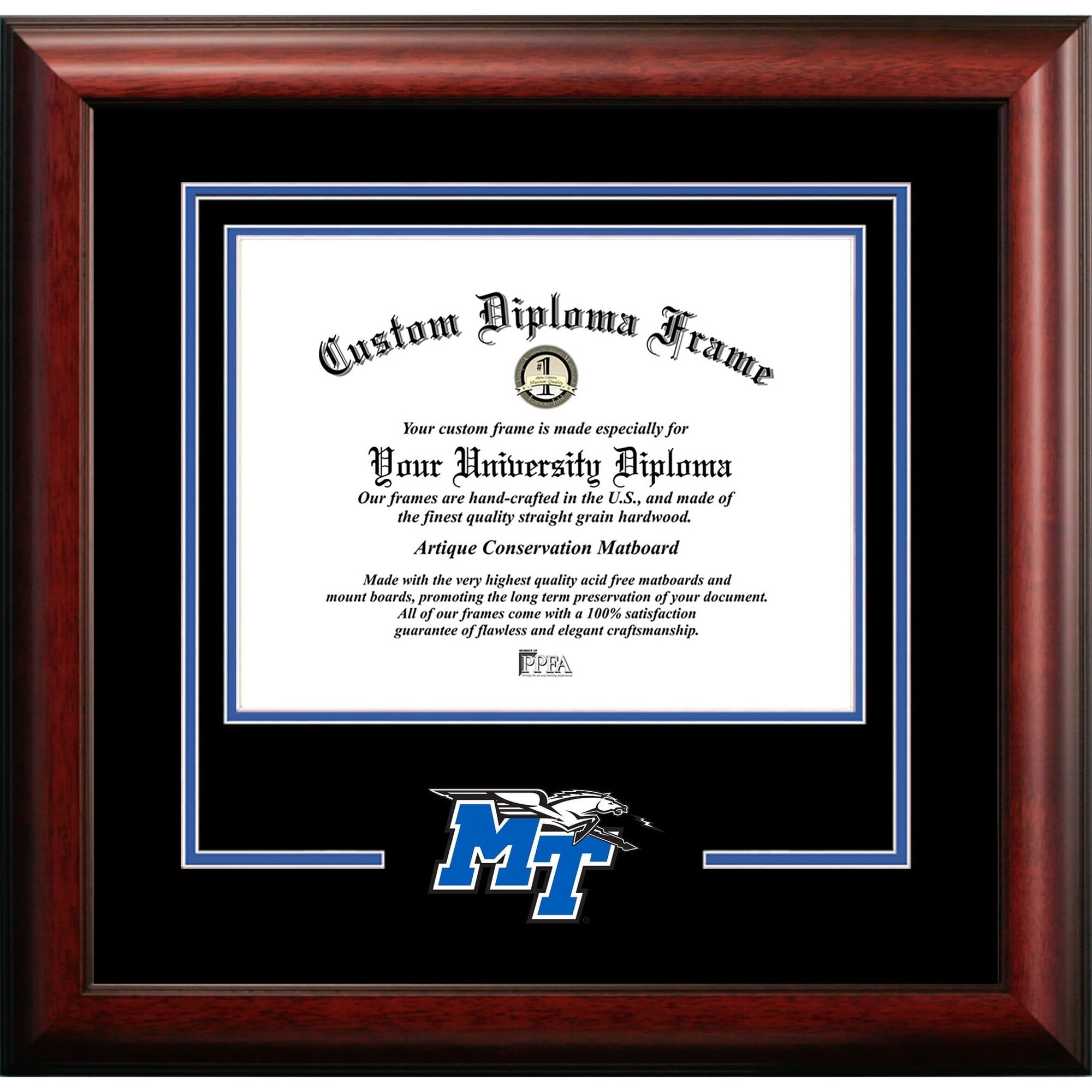 University Frames Middle Tennessee State University 11w x 8.5h Spirit Diploma Frame