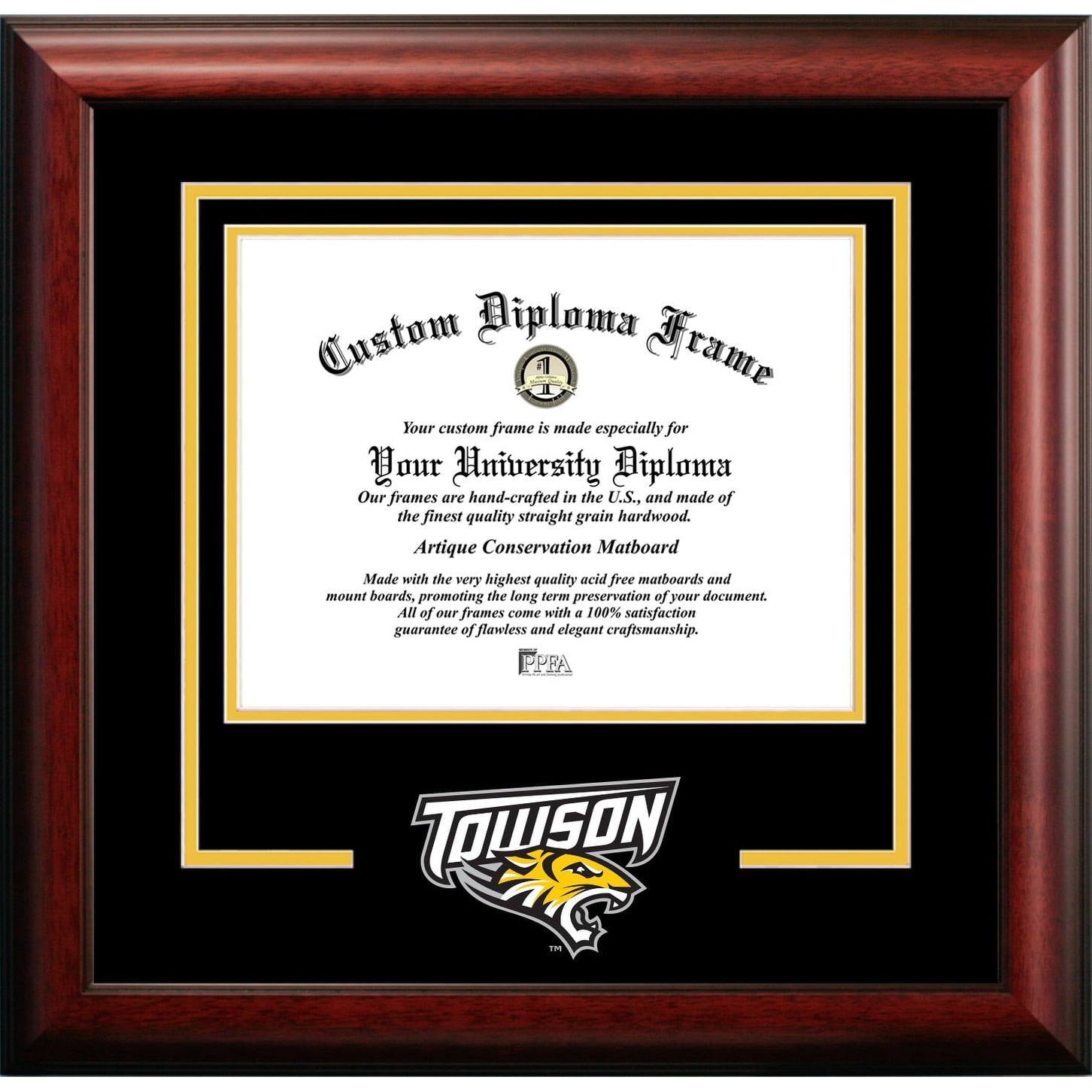 University Frames Towson Tigers 14w x 11h Spirit Diploma Frame