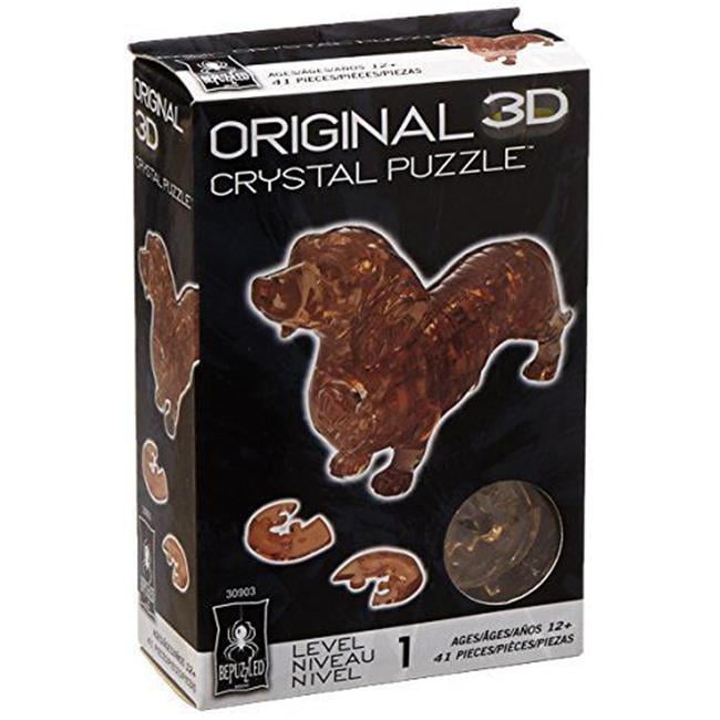 Amber Dachshund 3D Crystal Puzzle with Interlocking Pieces