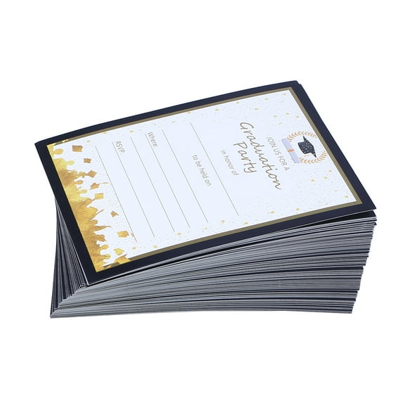 University Grad Celebration Cards Announcement Supplies Decor Graduation Party Invitations Favors Greeting 100pcs