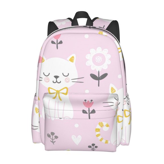 University Laptop Backpack, Large-Capacity Lightweight University Work, Vacation And Travel Backpack, Casual Backpack Vector Seamless Illustration Cute Cat On