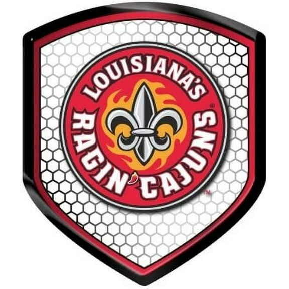 University of Louisiana Lafayette Ragin Cajuns High Intensity Reflector, Shield Shape, Raised Decal Sticker, 2.5x3.5 Inch, Home or Auto, Full Adhesive Backing