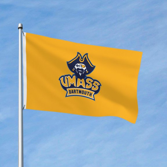 University Of Massachusetts-Dartmouth Logo 3x5 Ft Flag Double Sided Indoor Outdoor Double Stitched Polyester Flag With 2 Grommets-Both Side Can Be Read