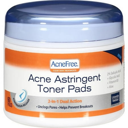 University Medical Products AcneFree AcneFree Acne Astringent Toner Pads, 60 ea