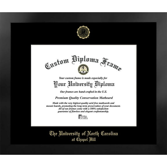 University of Nevada, Las Vegas 11w x 8.5h Manhattan Black Single Mat Gold Embossed Diploma Frame with Bonus Campus Images Lithograph (value savings at $59)