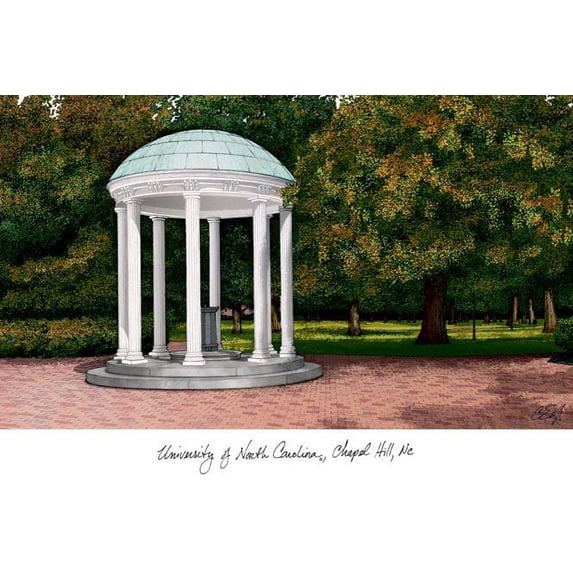 University of North Carolina, Chapel Hill 14w x 11.5h Manhattan Black Single Mat Gold Embossed Diploma Frame with Bonus Campus Images Lithograph (value savings at $59)
