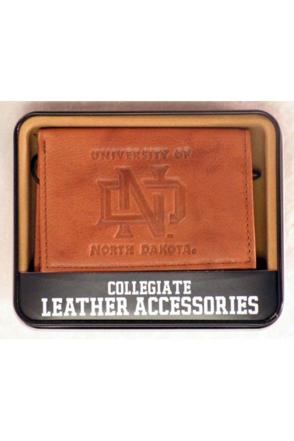 University North Dakota UND Embossed Leather Trifold Wallet