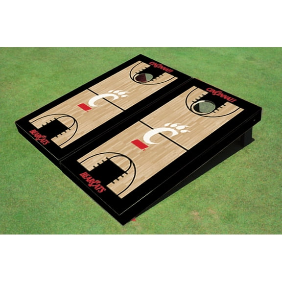 University Of Cincinnati Black Matching Basketball Court Custom Cornhole Boards