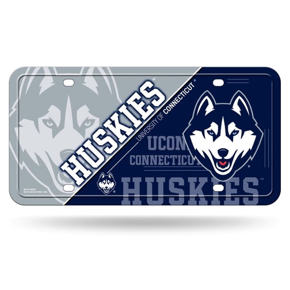 University Of Connecticut Huskies Uconn Metal Auto Tag License Plate, Split Design, 6x12 Inch