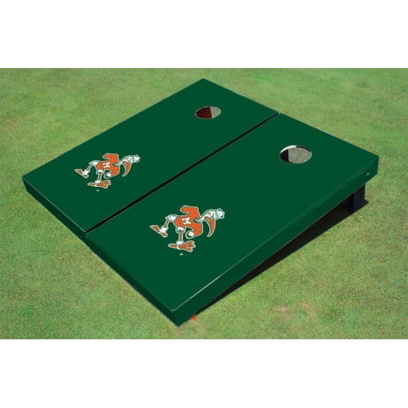 University Of Miami "Sebastian The Ibis" Hunter Matching Solid Cornhole Boards