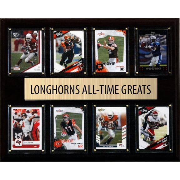 University Of Texas Longhorns Legends Plaque 8 Cards Colt McCoy Cedric Johnson Ricky Williams Simms
