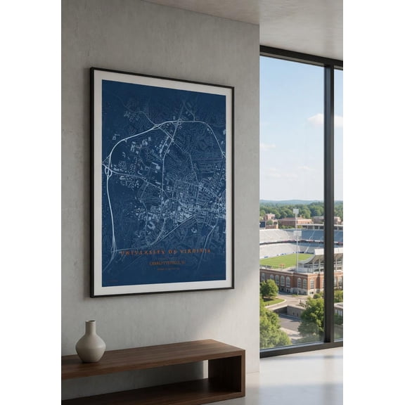 University Of Virginia Campus Map Poster Charlottesville Street Map College Graduation Gift Uva Alumni Gift Minimalist Wall Art
