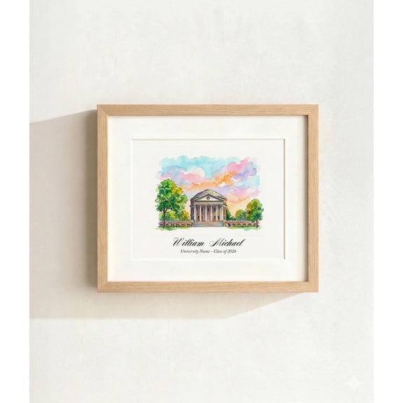 University Of Virginia Watercolor Print, Uva Cavaliers Art Poster Vintage Style, Poster Only