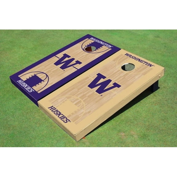 University Of Washington "W" Alternating Basketball Court Custom Cornhole Board
