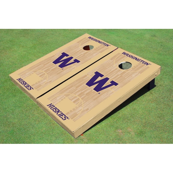 University Of Washington "W" Gold Matching Basketball Court Custom Cornhole Board