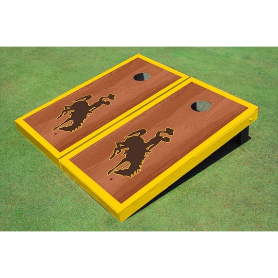 University Of Wyoming Cowboys Gold Rosewood Matching Borders Cornhole Boards