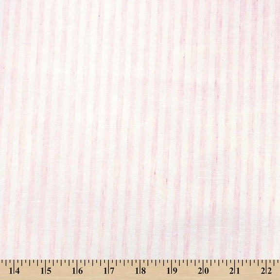 University Stripe Linen-Look Polyester Cotton 58" Fabric By The Yard - Blush / White