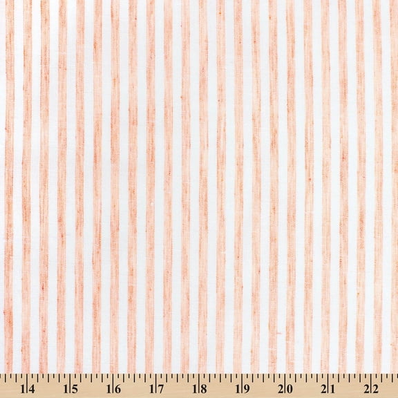 University Stripe Linen-Look Polyester Cotton 58" Fabric By The Yard - Orange / White