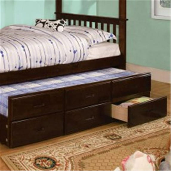 University Trundle With 3 Drawers - Dark Walnut