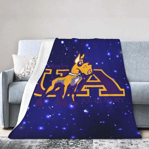 University at Albany Fleece Blanket, Very Soft Microfiber Flannel Blanket for Couch Warm and Cozy for All Seasons