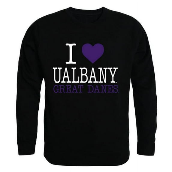 University at Albany I Love Crewneck T-Shirt, Black - Small