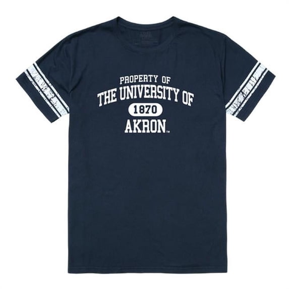 University of Akron Property Football Short Sleeve T-Shirt, Navy - 2XL