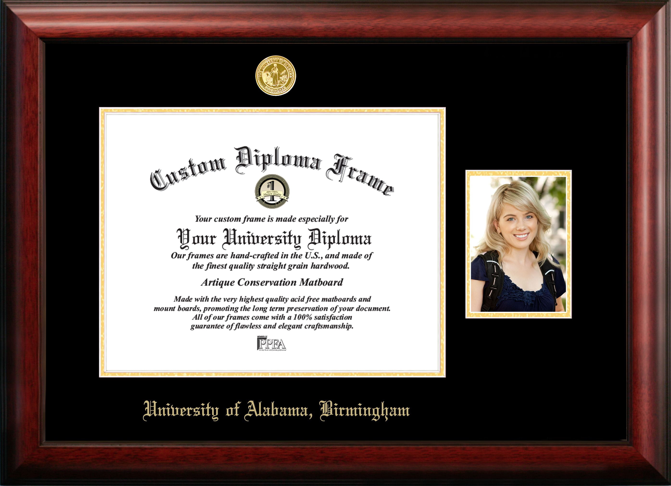 University of Alabama, Birmingham 17w x 14h Gold Embossed Diploma Frame with 5 x7 Portrait