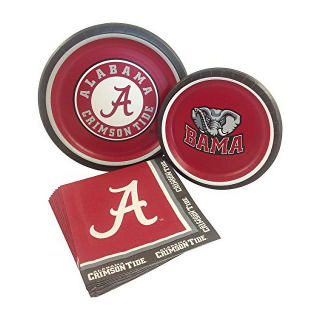 University of Alabama Party Supply Pack! Bundle Includes Paper Plates & Napkins for 8 Guests
