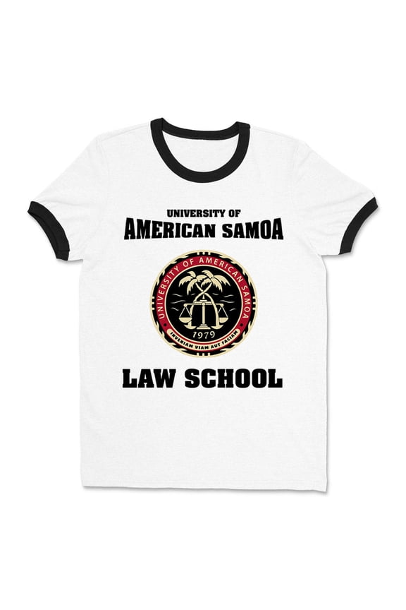 University of American Samoa Ringer Tee Shirt Unisex Large White/Black