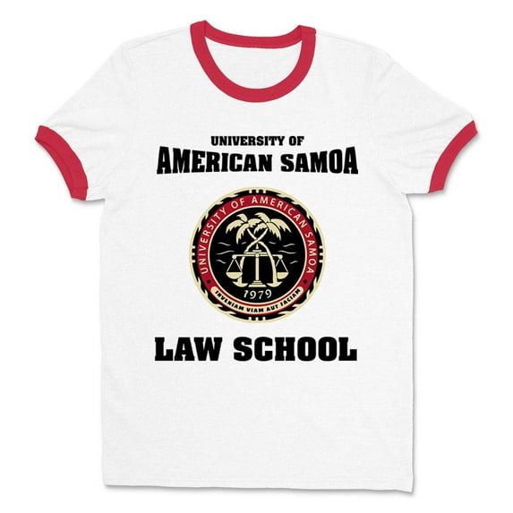 University of American Samoa Ringer Tee Shirt Unisex Large White/Red