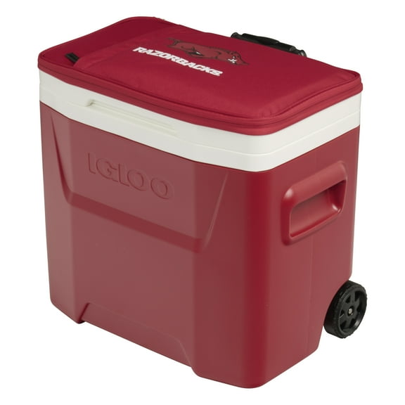 University of Arkansas Razorbacks 28 QT Laguna Soft Top Wheeled Cooler by Igloo, Red