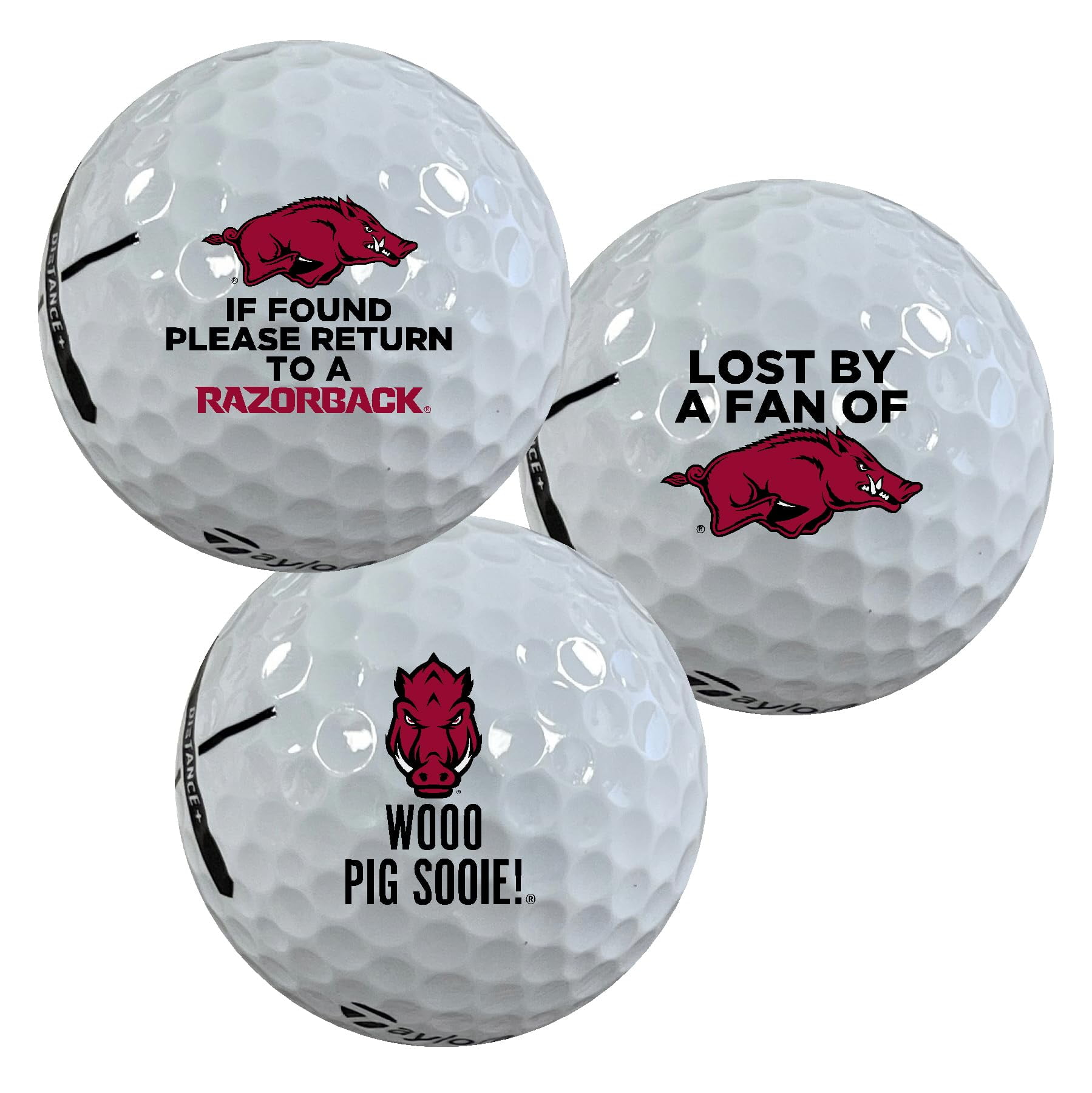 University of Arkansas Razorbacks Edition Funny Taylormade Distance+ Golf Balls 12-Pack (Dozen)