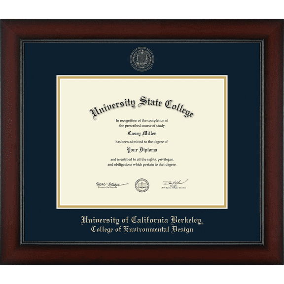 University of California Berkeley College of Environmental Design Diploma Frame, Document Size 11" x 8.5"