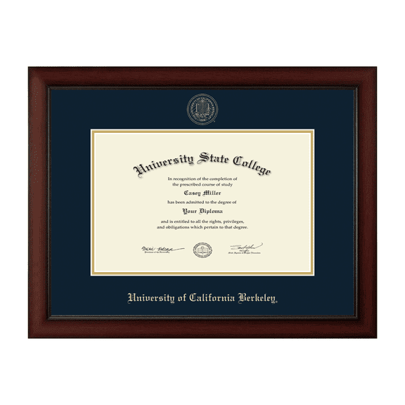 Framerly - UC Berkeley Diploma Frame with Navy and Gold Mat