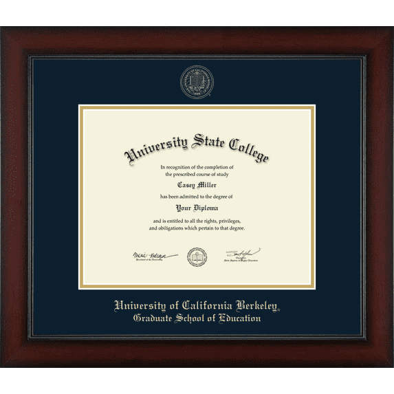 University of California Berkeley Graduate School of Education Diploma Frame, Document Size 11" x 8.5"