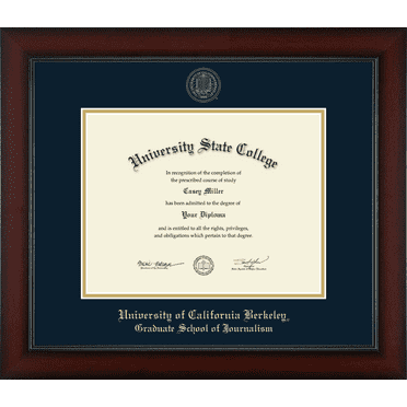 University of California Berkeley Graduate School of Journalism Diploma Frame, Document Size 11" x 8.5"