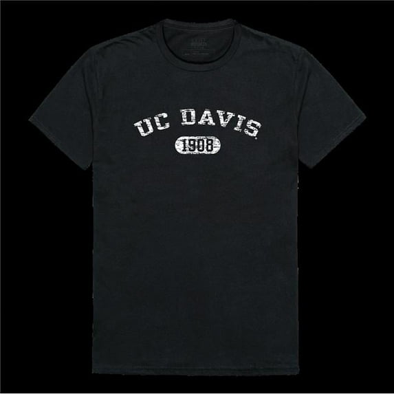 University of California, Davis Aggies Distressed Arch College T-Shirt, Black - Small