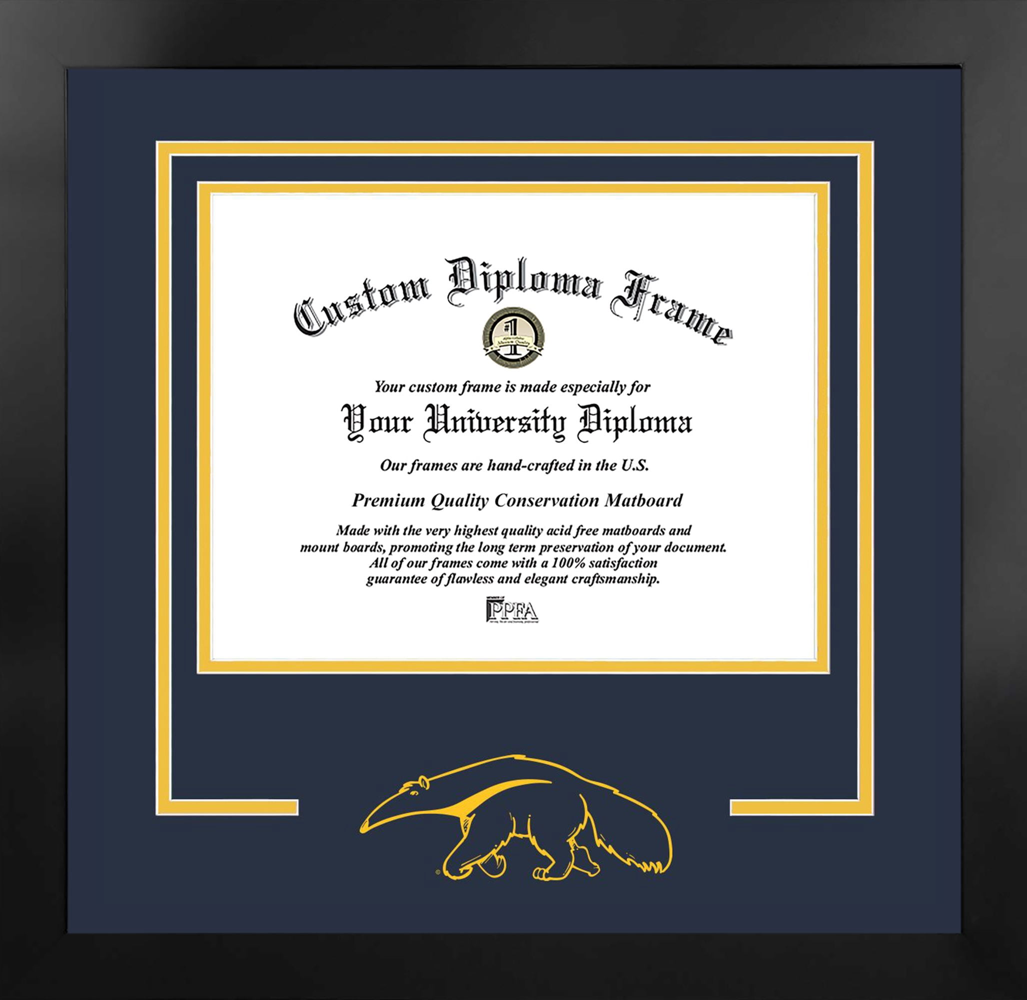 University of California, Irvine 11w x 8.5h Spirit Diploma Manhattan a Black Frame with Bonus Campus Images Lithograph (value savings $59)